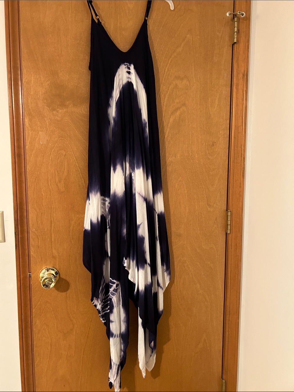 Raviya Tie-Dye Maxi Handkerchief Hem Dress or Cover-Ip Navy & White S
